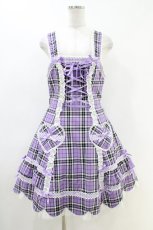 画像1: Angelic Pretty / ハートポッケジャンパースカート Free パープル H-26-05-10-1033-AP-OP-NS-ZH (1)
