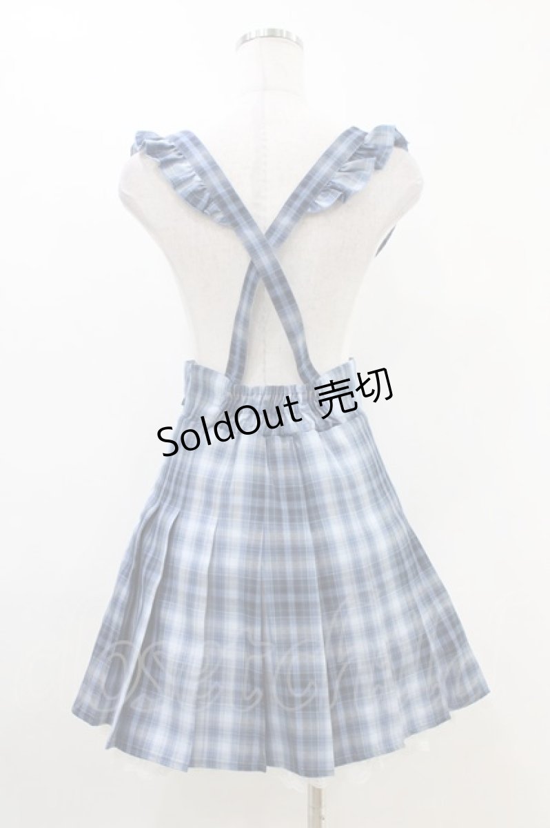 画像2: Secret Honey / レースアッププリーツ吊りスカート M ブルー H-26-05-10-1042-CA-SK-NS-ZH (2)