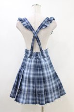 画像2: Secret Honey / レースアッププリーツ吊りスカート M ブルー H-26-05-10-1042-CA-SK-NS-ZH (2)