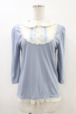 画像1: axes femme / レース切替トップス M ブルー H-26-05-10-1054-AX-TO-NS-ZH (1)