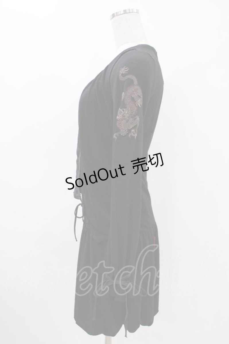 画像2: Ozz Croce / 龍刺繍切替チュニック  黒 H-26-05-10-026-OO-TO-AK-ZH (2)