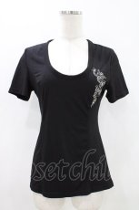 画像1: Ozz Croce / 刺繍半袖カットソー  黒 H-26-05-10-027-OO-TO-AK-ZH (1)
