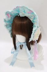 画像1: Angelic Pretty / Dreamy ベビールームハーフボンネット  サックス H-26-05-11-054-AP-ZA-NS-ZH (1)