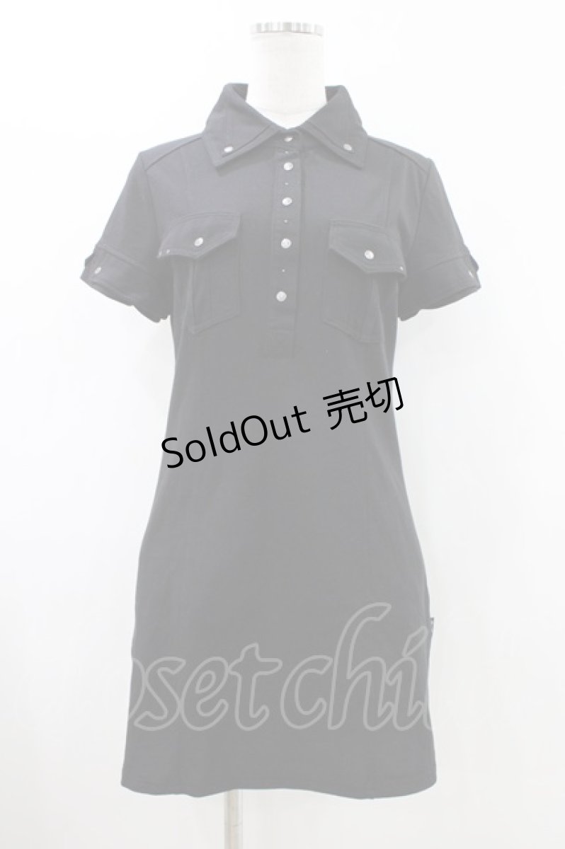 画像1: Ozz Croce / バック刺繍ポロシャツワンピース  黒 H-26-05-11-1030-OO-OP-AK-ZH (1)