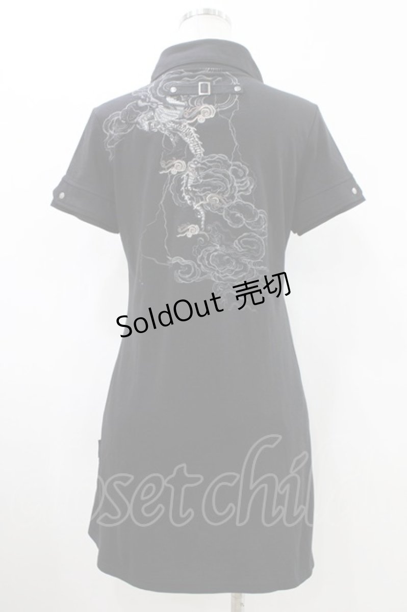 画像2: Ozz Croce / バック刺繍ポロシャツワンピース  黒 H-26-05-11-1030-OO-OP-AK-ZH (2)