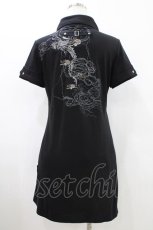 画像2: Ozz Croce / バック刺繍ポロシャツワンピース  黒 H-26-05-11-1030-OO-OP-AK-ZH (2)