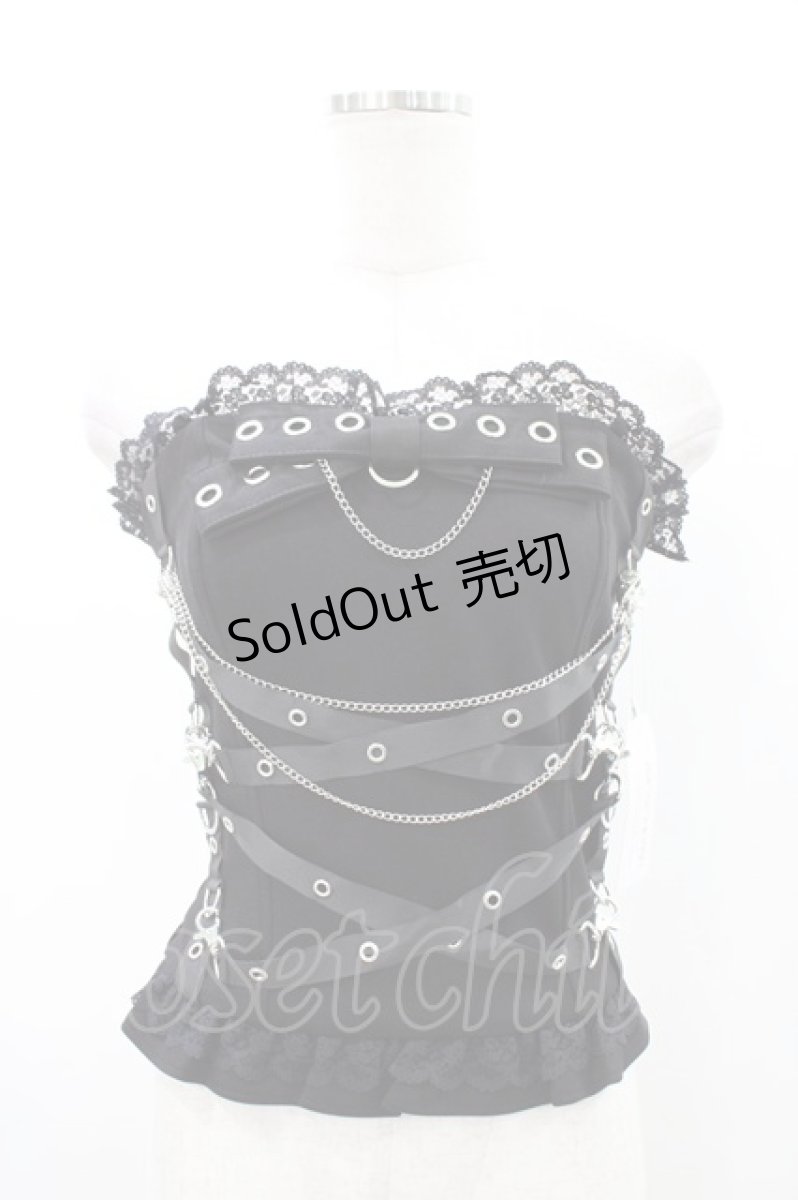 画像1: AVENCHUMU / Cross chain&ribbon corset F 黒 H-26-05-11-1040-LO-TO-AK-ZH (1)