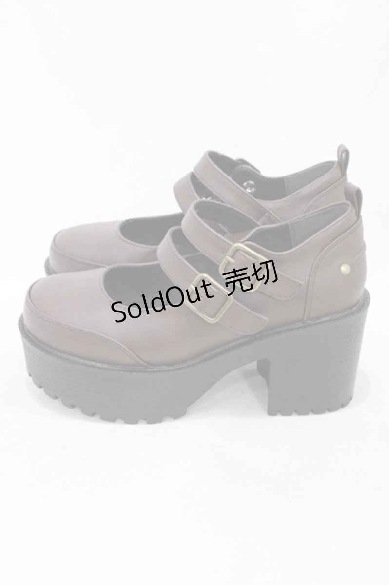 画像2: YOSUKE / 厚底ストラップシューズ M/23cm ダークブラウン H-26-05-11-1001-PU-SH-AK-ZH (2)