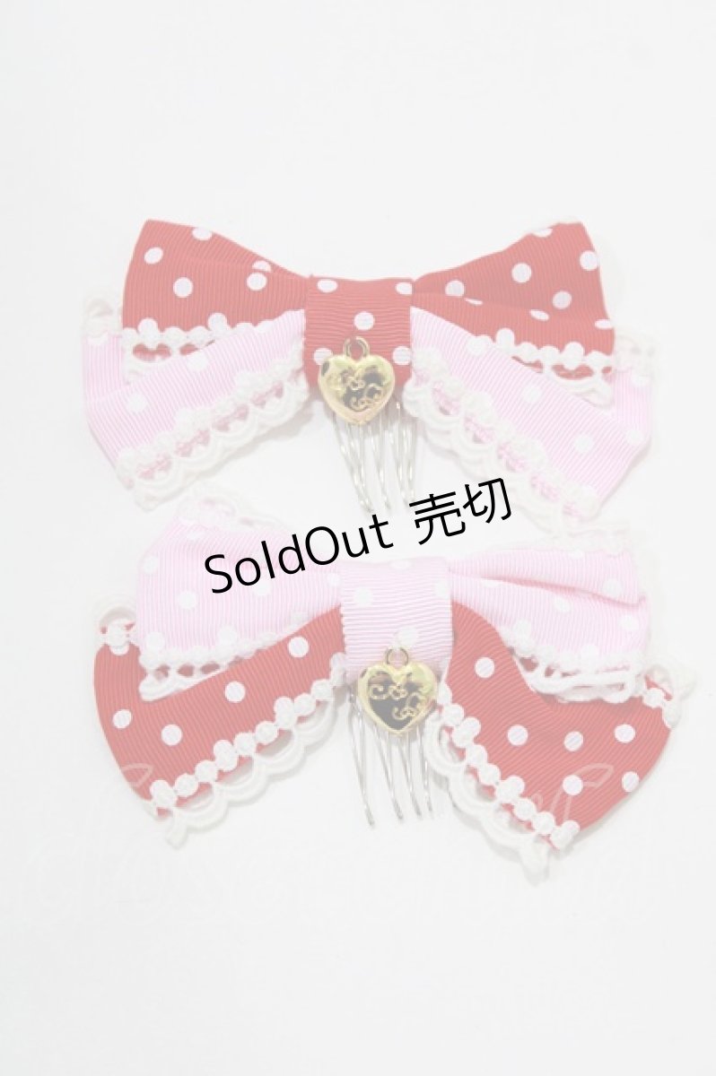 画像2: Angelic Pretty / Fancy Dot配色水玉リボンクリップSet  アカ/ピンク H-26-05-11-071-AP-AC-NS-ZH (2)
