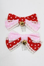 画像2: Angelic Pretty / Fancy Dot配色水玉リボンクリップSet  アカ/ピンク H-26-05-11-071-AP-AC-NS-ZH (2)