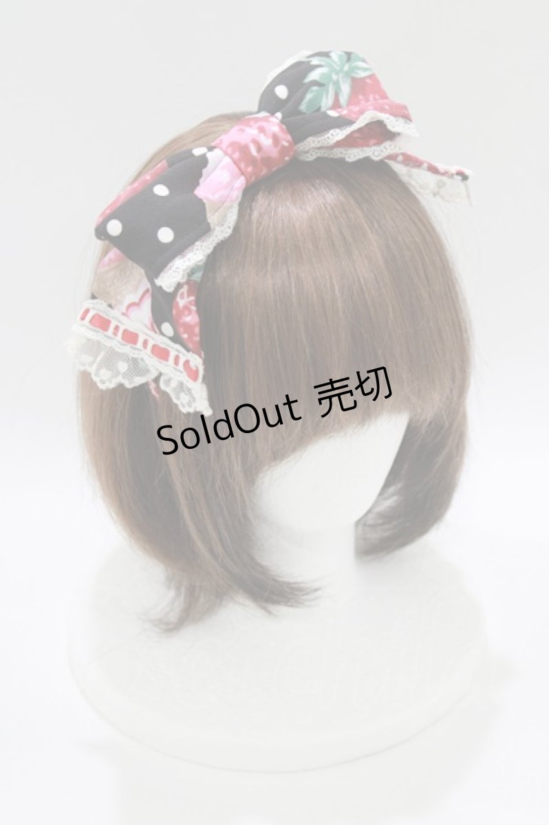画像1: Angelic Pretty / Fresh Strawberry Dinerカチューシャ  ブラック H-26-05-11-077-AP-AC-NS-ZH (1)