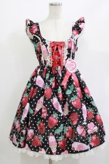 画像1: Angelic Pretty / Fresh Strawberry Diner ジャンパースカート Free ブラック H-26-05-11-007-AP-OP-NS-ZH (1)