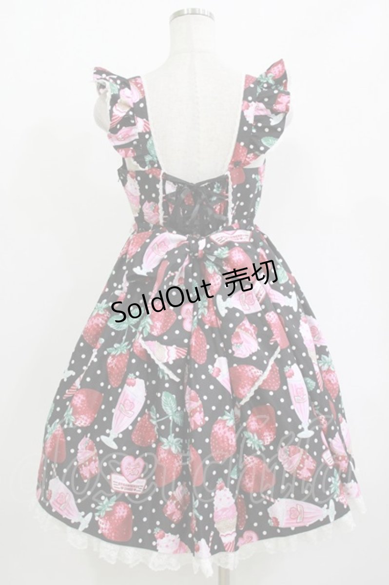 画像3: Angelic Pretty / Fresh Strawberry Diner ジャンパースカート Free ブラック H-26-05-11-007-AP-OP-NS-ZH (3)