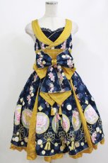 画像1: metamorphose / 花鹿の万華鏡タックジャンパースカート Free ネイビー H-26-05-11-011-ME-OP-NS-ZH (1)