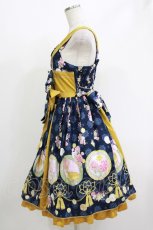 画像2: metamorphose / 花鹿の万華鏡タックジャンパースカート Free ネイビー H-26-05-11-011-ME-OP-NS-ZH (2)