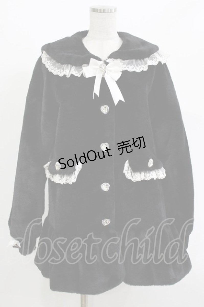 画像1: DearMyLove / バックレースアップビジューセーラーファーコート M ブラック H-26-05-11-015-GO-CO-NS-ZH (1)