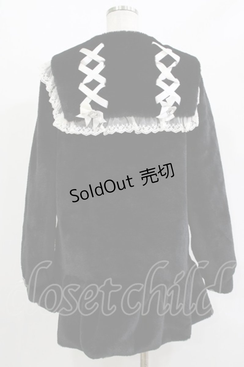 画像3: DearMyLove / バックレースアップビジューセーラーファーコート M ブラック H-26-05-11-015-GO-CO-NS-ZH (3)