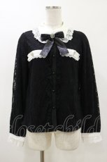 画像1: DearMyLove / ビジューブローチレースブラウス M ブラック H-26-05-12-050-EL-BL-NS-ZH (1)