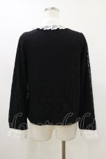 画像2: DearMyLove / ビジューブローチレースブラウス M ブラック H-26-05-12-050-EL-BL-NS-ZH (2)