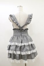 画像2: DearMyLove / ハートビジューレースアップリボンフレアスカート M 千鳥柄ブラック H-26-05-12-061-EL-SK-NS-ZH (2)