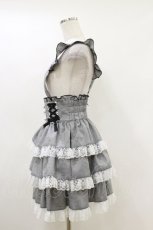 画像3: DearMyLove / ハートビジューレースアップリボンフレアスカート M 千鳥柄ブラック H-26-05-12-061-EL-SK-NS-ZH (3)