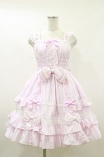 画像1: Angelic Pretty / ぷくぷくハニーシャーリングジャンパースカート Free ピンク H-26-05-12-064-AP-OP-NS-ZH (1)