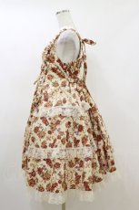 画像3: metamorphose / ゴブラン風くまちゃんフロントボタンリボンジャンパースカート サイズ1 生成り H-26-05-12-065-ME-OP-NS-ZH (3)