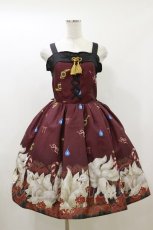 画像1: axes femme kawaii / 彼岸の白狐会柄ジャンスカ M ワイン H-26-05-12-069-AX-OP-NS-ZH (1)