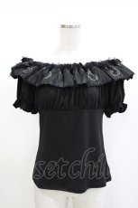 画像1: Qutie Frash / オフショルフリルパフカットソー  黒 H-26-05-12-1030-QU-TO-AK-ZH (1)