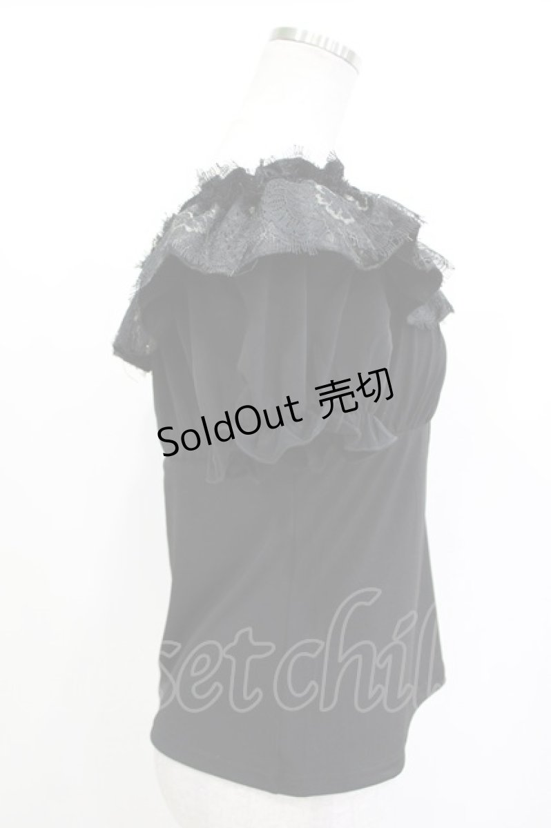 画像2: Qutie Frash / オフショルフリルパフカットソー  黒 H-26-05-12-1030-QU-TO-AK-ZH (2)