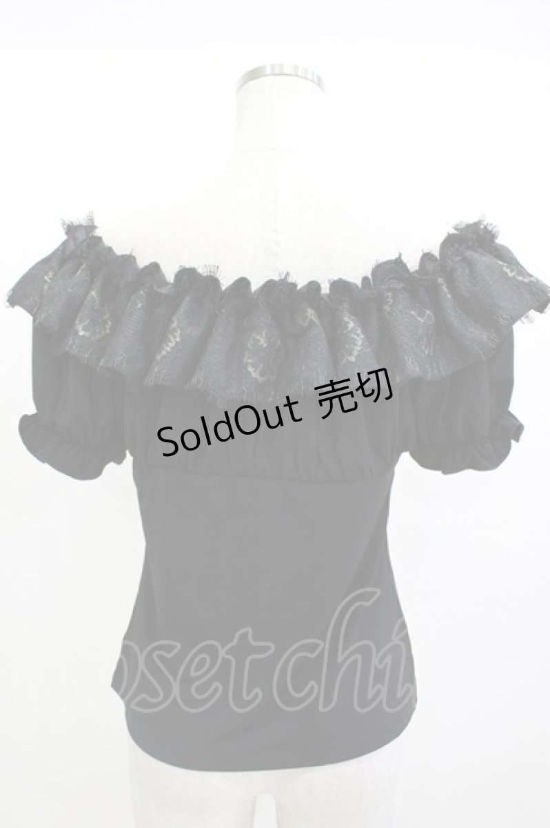 画像3: Qutie Frash / オフショルフリルパフカットソー  黒 H-26-05-12-1030-QU-TO-AK-ZH (3)