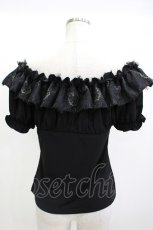 画像3: Qutie Frash / オフショルフリルパフカットソー  黒 H-26-05-12-1030-QU-TO-AK-ZH (3)