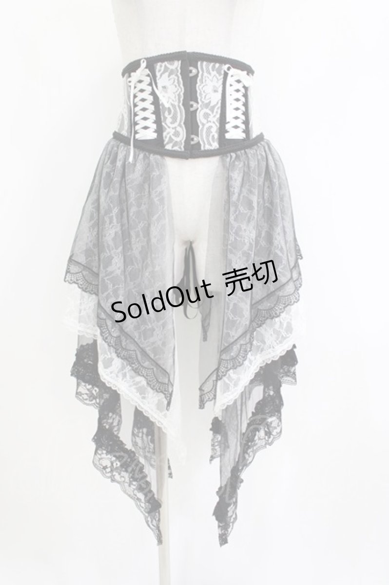 画像1: MR corset / レースサイドテールコルセット  黒×白 H-26-05-12-1010-GO-ZA-KB-ZH (1)