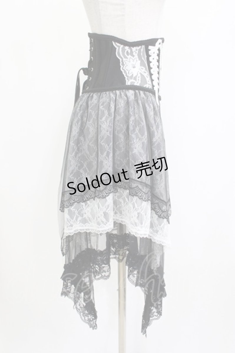 画像2: MR corset / レースサイドテールコルセット  黒×白 H-26-05-12-1010-GO-ZA-KB-ZH (2)