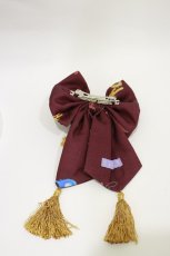 画像2: axes femme kawaii / 彼岸の白狐会柄リボンバレッタ  ワイン H-26-05-12-017-AX-AC-NS-ZH (2)