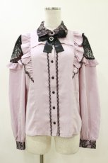 画像1: Ank Rouge / レースフリルブラウス M ピンク/ブラック H-26-05-12-042-CA-BL-NS-ZH (1)