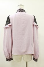 画像2: Ank Rouge / レースフリルブラウス M ピンク/ブラック H-26-05-12-042-CA-BL-NS-ZH (2)