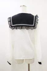 画像2: MA*RS / ベルト付きクロス刺繍ブラウス Free 白/ブラック H-26-05-12-043-EL-BL-NS-ZH (2)