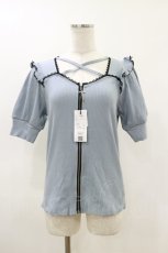 画像1: DearMyLove / 十字架フロントジップリブトップス M ブルー H-26-05-12-046-EL-TO-NS-ZH (1)