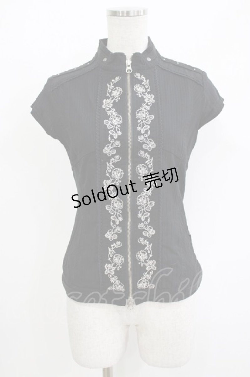 画像1: Ozz oneste / ラメ刺繍ZIPトップス  ブラック H-26-05-13-045-OO-TO-KB-ZH (1)