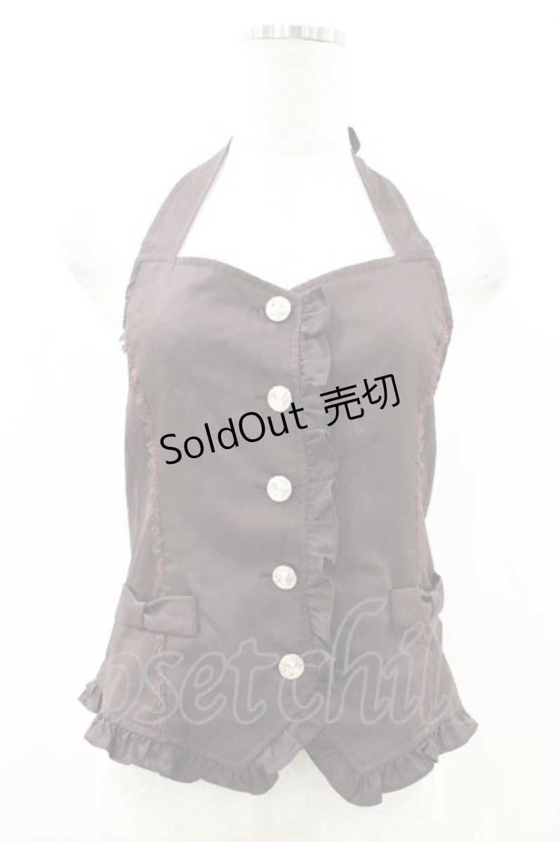 画像1: axes femme POETIQUE / ホルターフリルベスト M ブラウン H-26-05-13-1044-AX-TO-NS-ZH (1)