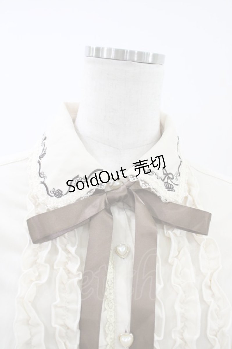 画像3: axes femme / ハートリボン刺繍ブラウス M 生成り/ブラウン H-26-05-13-1051-AX-BL-NS-ZH (3)