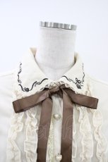 画像3: axes femme / ハートリボン刺繍ブラウス M 生成り/ブラウン H-26-05-13-1051-AX-BL-NS-ZH (3)
