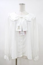 画像1: m petit by misako / AOKリボンブラウス 4L 白 H-26-05-13-1057-LO-BL-NS-ZH (1)