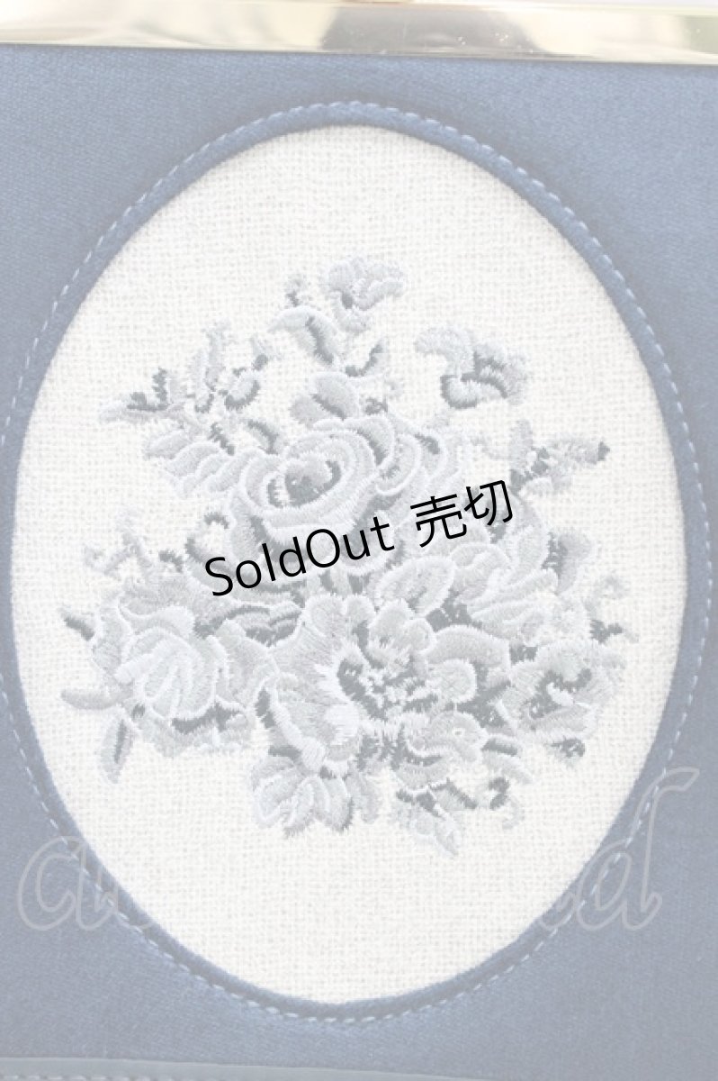 画像3: an another angelus / フレームローズ刺繍別珍がま口バッグ 高さ18cm幅24cmマチ7cm BLUE GREEN H-26-05-13-1002-CA-BG-NS-ZH (3)