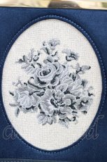 画像3: an another angelus / フレームローズ刺繍別珍がま口バッグ 高さ18cm幅24cmマチ7cm BLUE GREEN H-26-05-13-1002-CA-BG-NS-ZH (3)