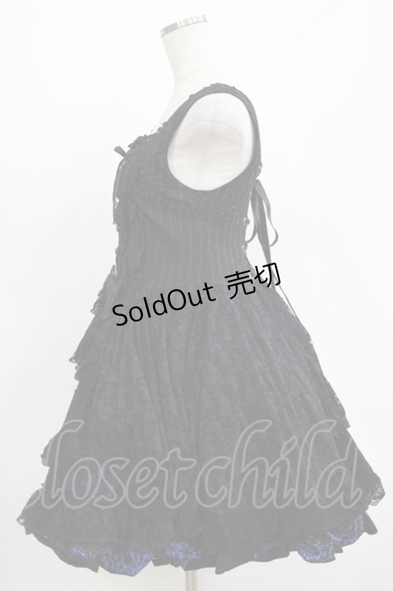 画像2: FRILL / 鳥かごプリントジャンパースカート  黒×青 H-26-05-13-001-HN-OP-AK-ZH (2)