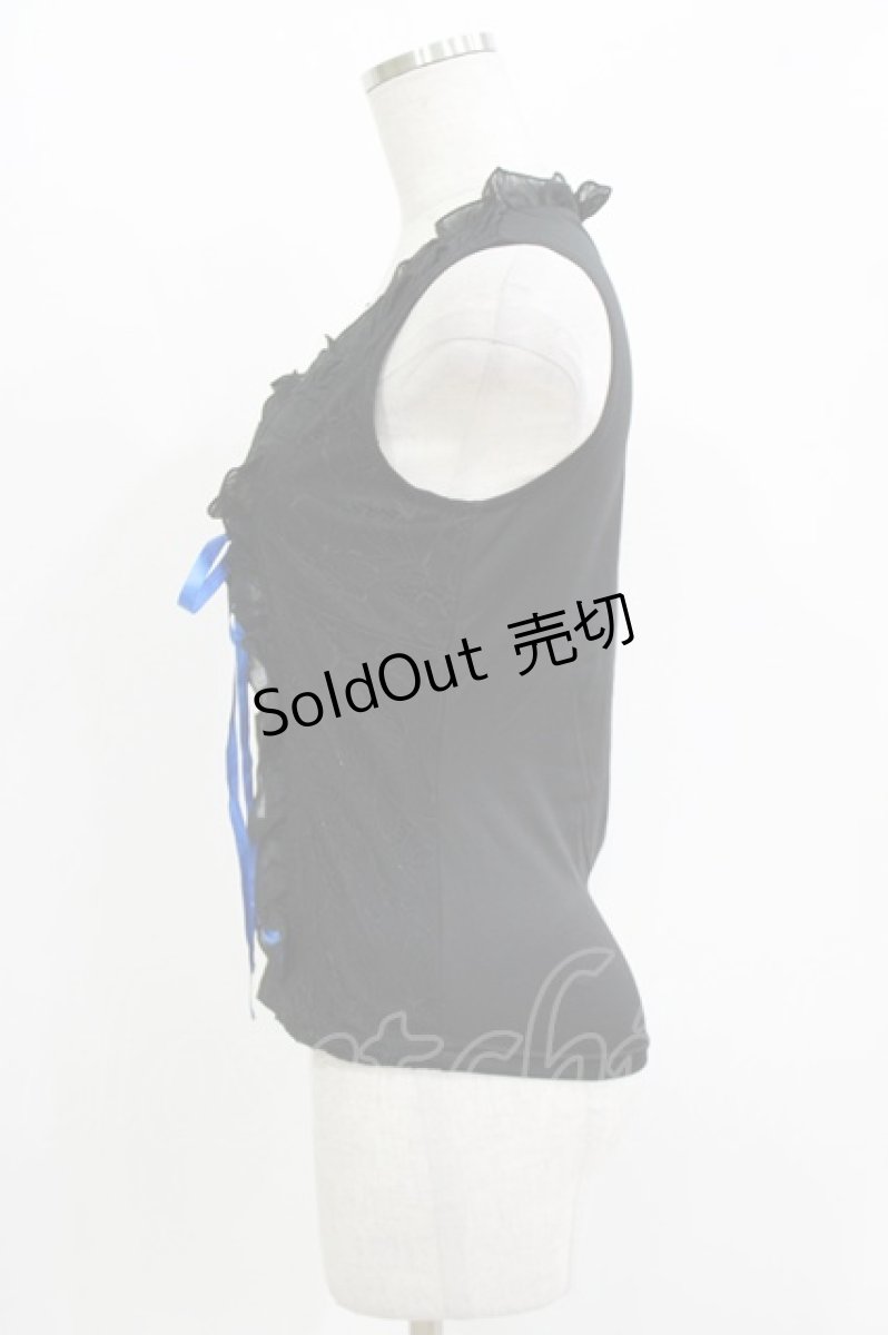 画像2: h.Jelly HONEY / レースアップノースリーブトップス  黒×青 H-26-05-13-066-HN-TO-AK-ZH (2)