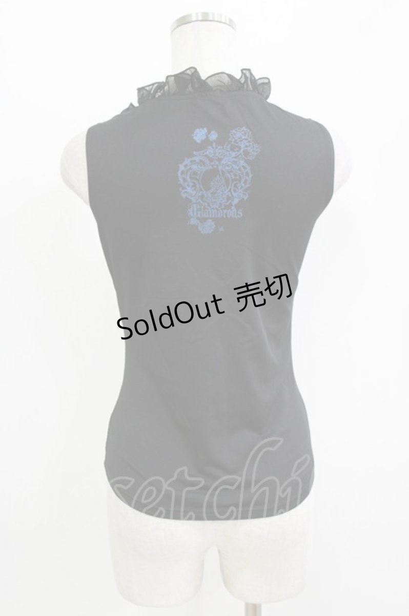 画像3: h.Jelly HONEY / レースアップノースリーブトップス  黒×青 H-26-05-13-066-HN-TO-AK-ZH (3)