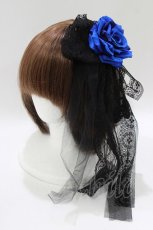 画像1: MorunxMuunaStoik / Roya bluel Rose Butterflyヘッドドレス＆コサージュ  黒×青 H-26-05-13-075-GO-AC-AK-ZH (1)